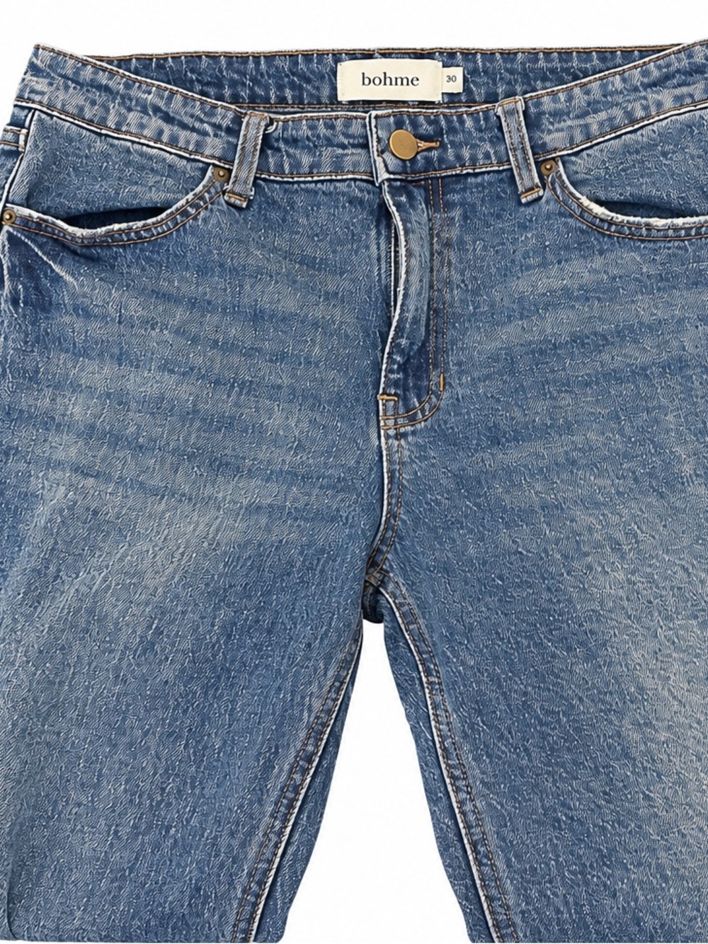 Böhme Wide Leg Raw Hem Jeans High Rise Medium Wash Stretch Denim Size 30